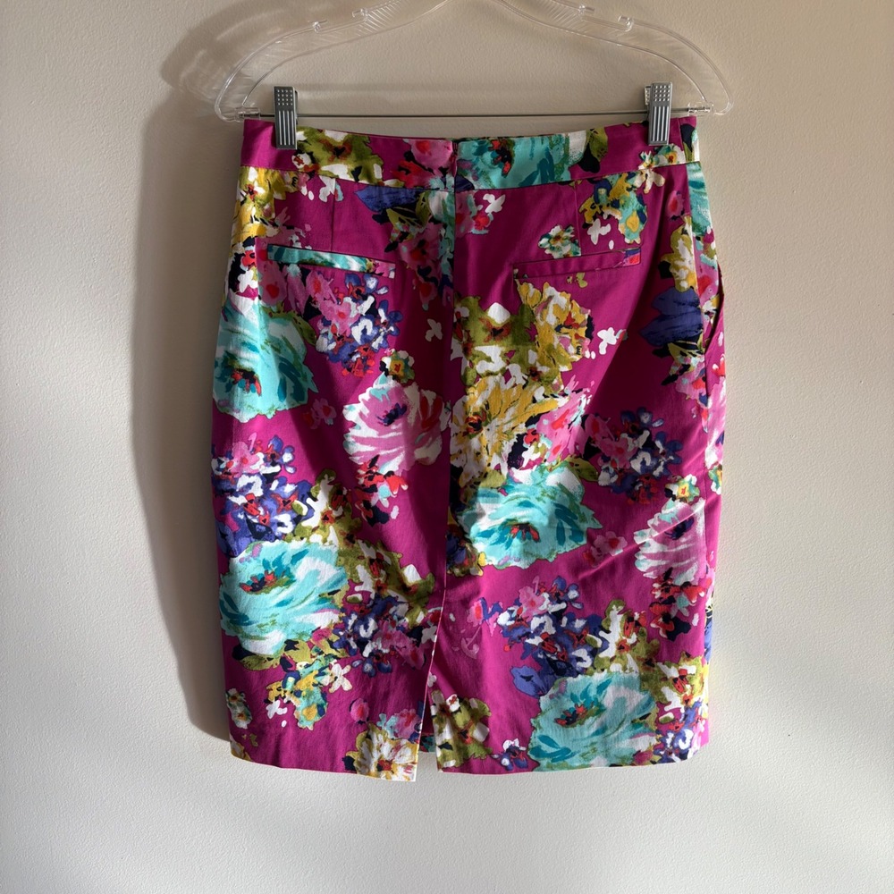 Charter Club Pink Floral Pencil Skirt Womens Stretch Cotton Lined Womens Size 4 - Picture 2 of 4